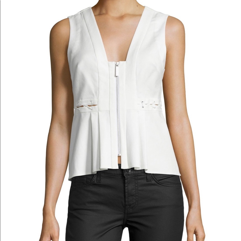 KENDALL + KYLIE Front-Zip Sleeveless Peplum Top